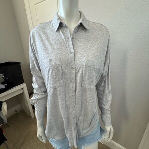 Lou & Grey Light Gray Button-Down Shirt